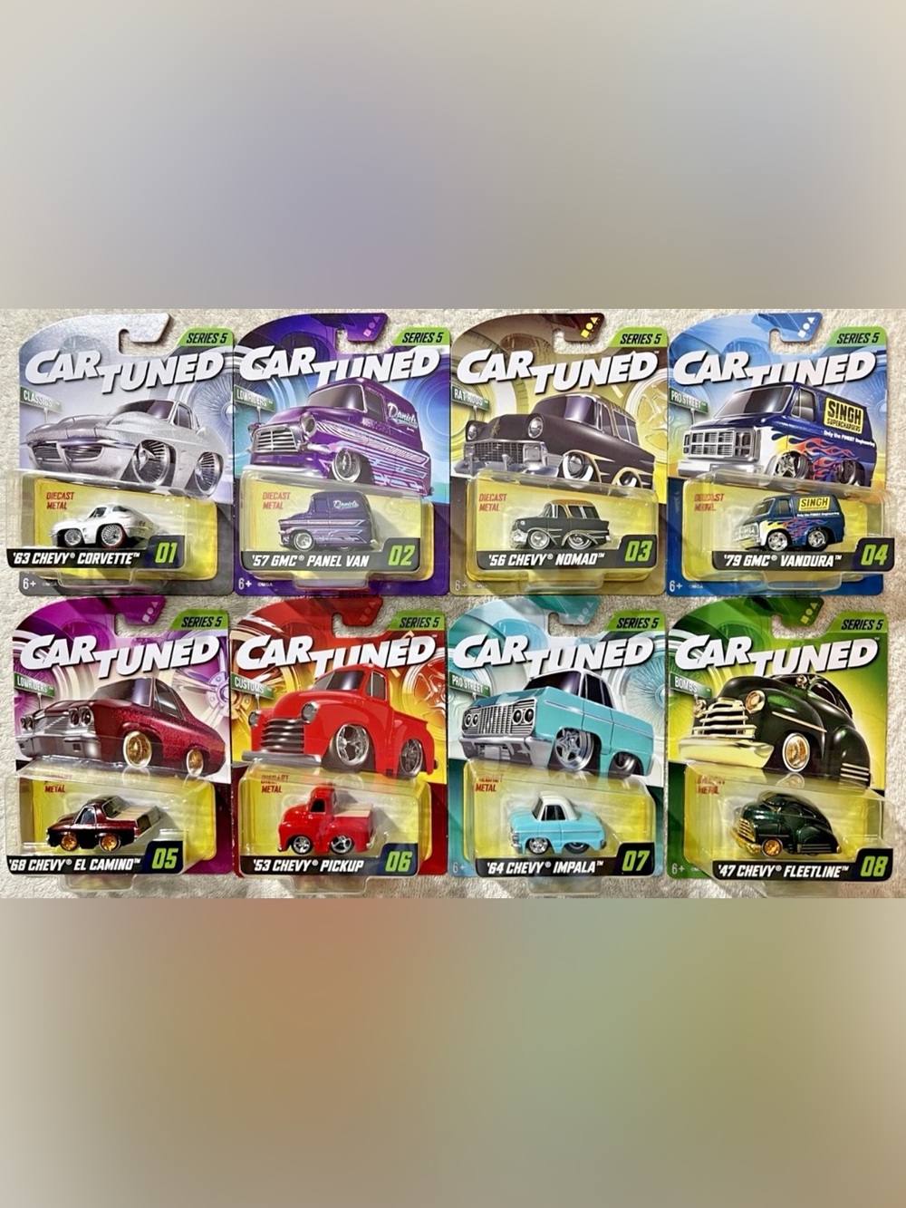 CAR TUNED DIE CAST SERIES 5 COMPLETE SET OF 8 Cartuned Truck BRAND NEW CHEVY GMC
